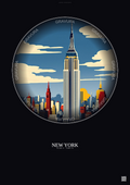 Affiche New York – Poster illustration vintage – Empire State Building | Gravura – Fond foncé