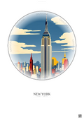 Affiche New York – Poster illustration vintage – Empire State Building | Gravura – Fond clair