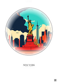 Affiche New York – Poster illustration vintage – Statue Of Liberty | Gravura – Fond clair
