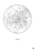 Affiche Lille – Poster carte de ville 10km | Gravura – Fond clair
