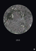 Affiche Lille – Poster vue satellite 2.5km Couleur | Gravura – Fond foncé