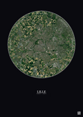 Affiche Lille – Poster vue satellite 10km Couleur | Gravura – Fond foncé