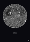 Affiche Lille – Poster vue satellite 2.5km N&B | Gravura – Fond foncé