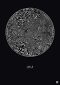 Affiche Lille – Poster vue satellite 10km N&B | Gravura – Fond foncé