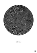 Affiche Lille – Poster vue satellite 10km N&B | Gravura – Fond clair
