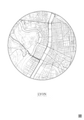 Affiche Lyon – Poster carte de ville 2.5km | Gravura – Fond clair
