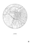 Affiche Lyon – Poster carte de ville 5km | Gravura – Fond clair