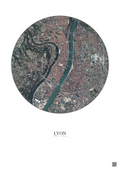 Affiche Lyon – Poster vue satellite 2.5km Couleur | Gravura – Fond clair