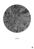 Affiche Lyon – Poster vue satellite 10km N&B | Gravura – Fond clair
