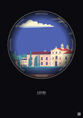 Affiche Lyon – Poster illustration vintage – Museum Of Fine Arts Of Lyon | Gravura – Fond foncé