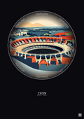 Affiche Lyon – Poster illustration vintage – Stade De Gerland | Gravura – Fond foncé