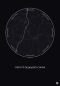 Affiche Circuit De Magny Cours – Poster carte de ville 5km | Gravura – Fond foncé