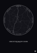 Affiche Circuit De Magny Cours – Poster carte de ville 10km | Gravura – Fond foncé