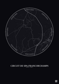 Affiche Circuit De Spa Francorchamps – Poster carte de ville 5km | Gravura – Fond foncé
