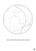 Affiche Circuit De Spa Francorchamps – Poster carte de ville 5km | Gravura – Fond clair