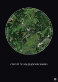 Affiche Circuit De Spa Francorchamps – Poster vue satellite 5km Couleur | Gravura – Fond foncé