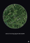 Affiche Circuit De Spa Francorchamps – Poster vue satellite 10km Couleur | Gravura – Fond foncé