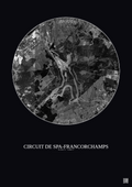 Affiche Circuit De Spa Francorchamps – Poster vue satellite 2.5km N&B | Gravura – Fond foncé