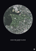 Affiche Golf De Saint Cloud – Poster vue satellite 1km Couleur | Gravura – Fond foncé