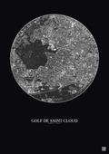 Affiche Golf De Saint Cloud – Poster vue satellite 2.5km N&B | Gravura – Fond foncé