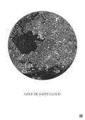 Affiche Golf De Saint Cloud – Poster vue satellite 2.5km N&B | Gravura – Fond clair