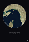 Affiche Strait Of Hormuz – Poster vue satellite 100km Couleur | Gravura – Fond foncé