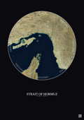 Affiche Strait Of Hormuz – Poster vue satellite 150km Couleur | Gravura – Fond foncé