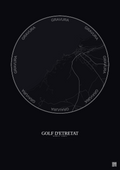 Affiche Golf D Etretat – Poster carte de ville 2.5km | Gravura – Fond foncé