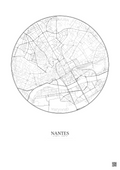 Affiche Nantes – Poster carte de ville 2.5km | Gravura – Fond clair
