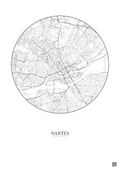 Affiche Nantes – Poster carte de ville 5km | Gravura – Fond clair