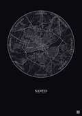 Affiche Nantes – Poster carte de ville 10km | Gravura – Fond foncé