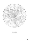 Affiche Nantes – Poster carte de ville 10km | Gravura – Fond clair