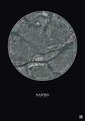 Affiche Nantes – Poster vue satellite 5km Couleur | Gravura – Fond foncé