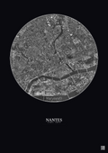 Affiche Nantes – Poster vue satellite 2.5km N&B | Gravura – Fond foncé