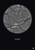 Affiche Nantes – Poster vue satellite 5km N&B | Gravura – Fond foncé