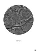 Affiche Nantes – Poster vue satellite 5km N&B | Gravura – Fond clair