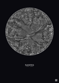 Affiche Nantes – Poster vue satellite 10km N&B | Gravura – Fond foncé