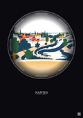 Affiche Nantes – Poster illustration vintage – Nantes | Gravura – Fond foncé