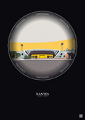 Affiche Nantes – Poster illustration vintage – Stade De La Beaujoire | Gravura – Fond foncé