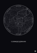 Affiche Clermont Ferrand – Poster carte de ville 2.5km | Gravura – Fond foncé