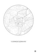 Affiche Clermont Ferrand – Poster carte de ville 2.5km | Gravura – Fond clair