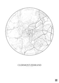 Affiche Clermont Ferrand – Poster carte de ville 5km | Gravura – Fond clair