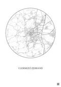 Affiche Clermont Ferrand – Poster carte de ville 10km | Gravura – Fond clair