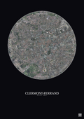 Affiche Clermont Ferrand – Poster vue satellite 2.5km Couleur | Gravura – Fond foncé