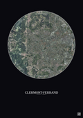 Affiche Clermont Ferrand – Poster vue satellite 5km Couleur | Gravura – Fond foncé