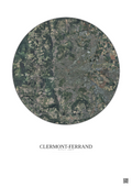 Affiche Clermont Ferrand – Poster vue satellite 10km Couleur | Gravura – Fond clair