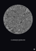 Affiche Clermont Ferrand – Poster vue satellite 2.5km N&B | Gravura – Fond foncé