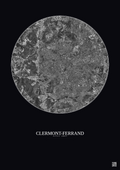 Affiche Clermont Ferrand – Poster vue satellite 5km N&B | Gravura – Fond foncé