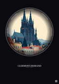 Affiche Clermont Ferrand – Poster illustration vintage – Clermont Ferrand | Gravura – Fond foncé