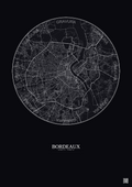 Affiche Bordeaux – Poster carte de ville 10km | Gravura – Fond foncé